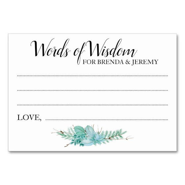 Words of Wisdom Wedding Advice Cards - Sylvie (Front)
