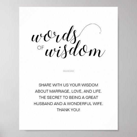 Words of Wisdom Wedding Advice Sign