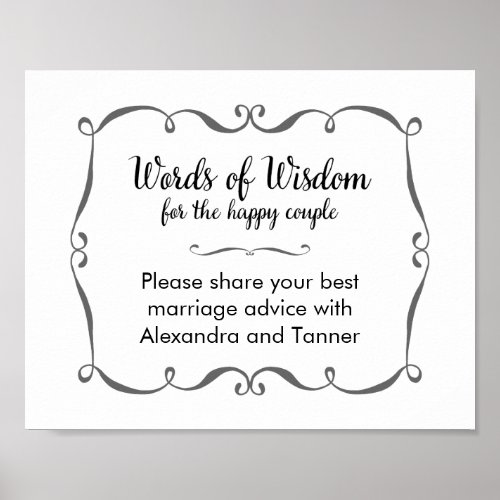 Words of Wisdom Wedding Advice Sign
