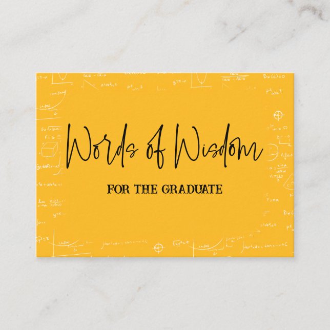 Words of Wisdom Yellow Math Graduation Advise Enclosure Card (Front)
