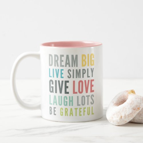 WORDS TO LIVE BY modern motivational mantra quote Two_Tone Coffee Mug