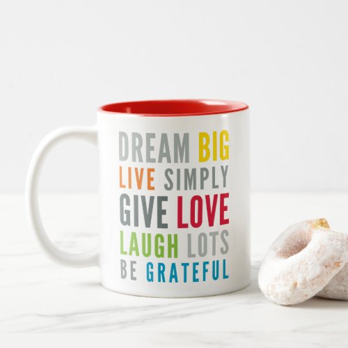 WORDS TO LIVE BY modern motivational mantra quote Two_Tone Coffee Mug