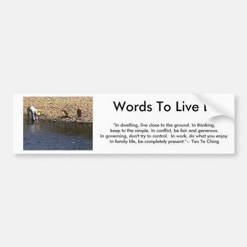 Words To Live By _ Tao Te Ching Guilin Woman jGibn Bumper Sticker