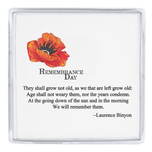 Words To Remember Remembrance Day Silver Finish Lapel Pin