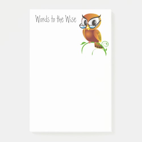 Words to the Wise Cute Owl in Spectacles Post_it Notes