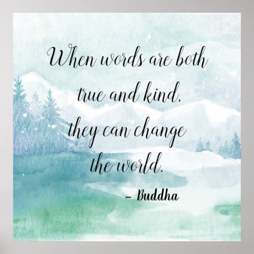 Words True and Kind Buddha Quote Poster