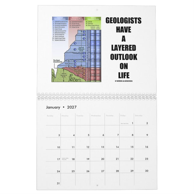 Words & Unwords Geology Humor Sayings 2014 Calndr Calendar (Jan 2027)