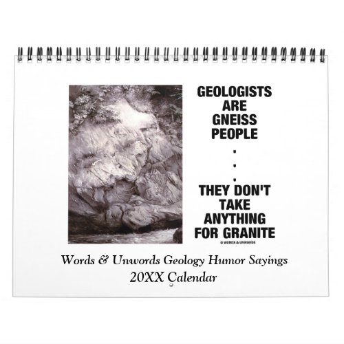 Words  Unwords Geology Humor Sayings 20XX Calendar