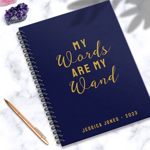 Words Wand Law of Attraction Navy Manifestation Notebook