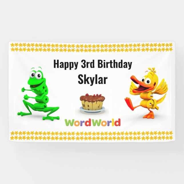 WordWorld Customizable Birthday Banner (Horizontal)