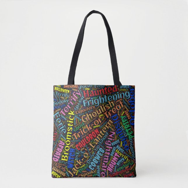 Wordy Halloween Tote Bag (Front)