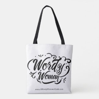 Wordy Woman Tote (black and white) 