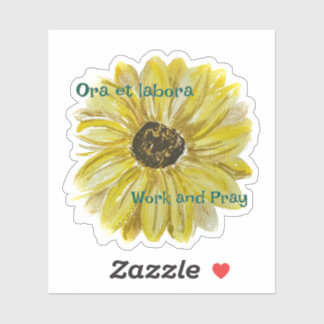 Work and Pray Sunflower Vinyl Sticker
