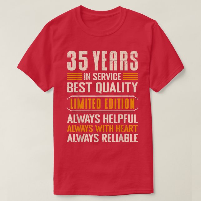 Work anniversary 35 years in company anniversary  T-Shirt (Design Front)