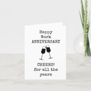 Work Anniversary, Coworker, Friend, Boss, Cheers Letterpress Thank You Card