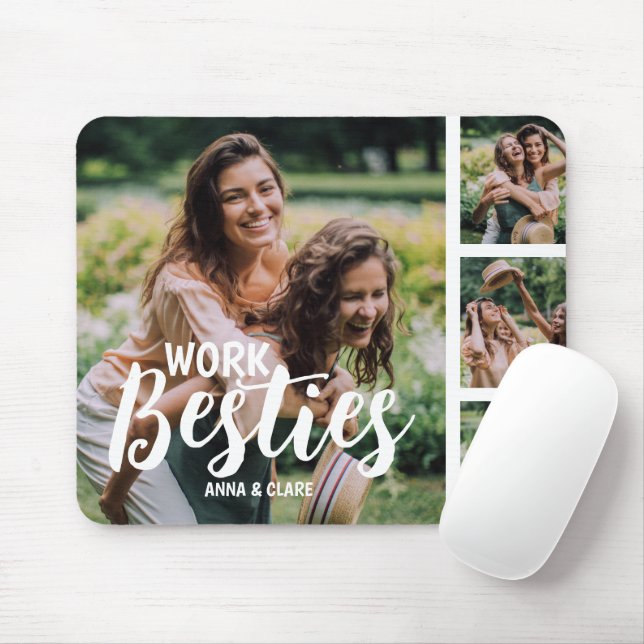 Work Bestie Customized Photo Collage Mouse Pad (With Mouse)