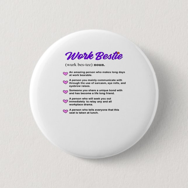 Work Bestie Definition Classic Viral Button (Front)