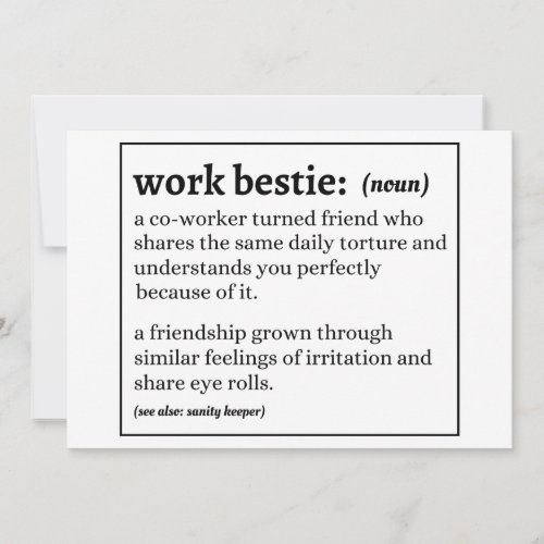 Work Bestie definition Invitation