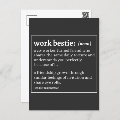 Work Bestie definition Postcard