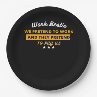 Work Bestie Funny Coworker Quote Classic Paper Plates