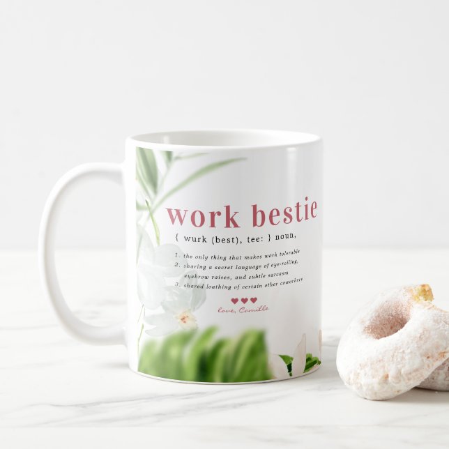 Work Bestie | Monogram Coworker Coffee Mug (With Donut)