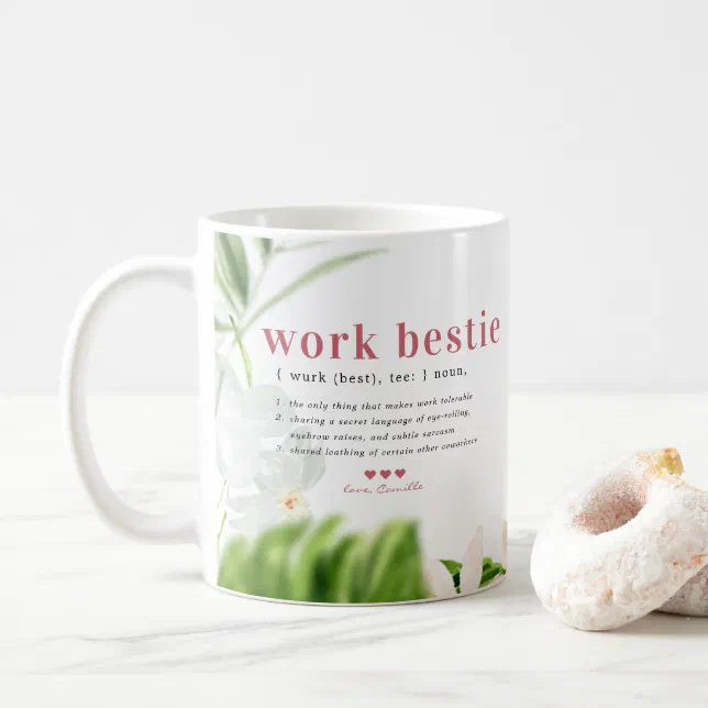 Work Bestie | Monogram Coworker Coffee Mug | Zazzle