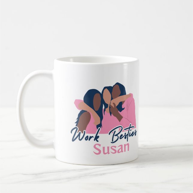 Work Besties Custom Mug, Women Coworker Colleague  Coffee Mug (Left)