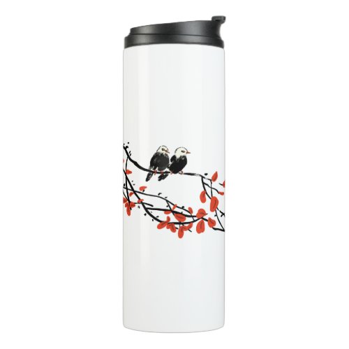 Work Besties Gift Two Birds on Tree Branch  Thermal Tumbler