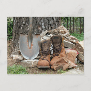 Work Boots and Shovel Postcard