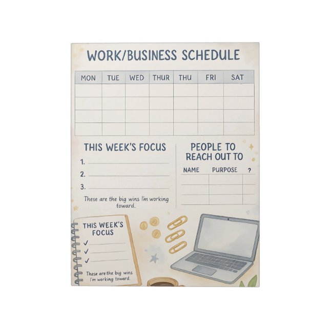 Work & Business Weekly Schedule Notepad (Rotated)