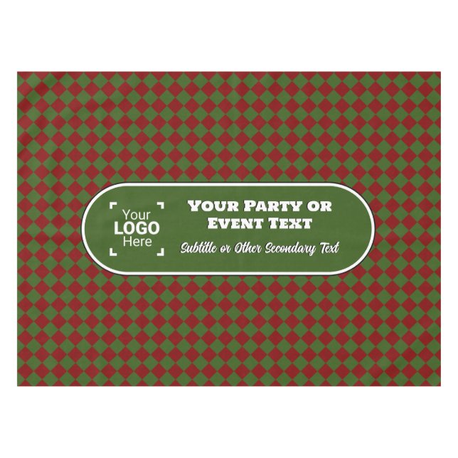 Work Christmas Party: Festive Office Red Green DIY Tablecloth (Front (Horizontal))