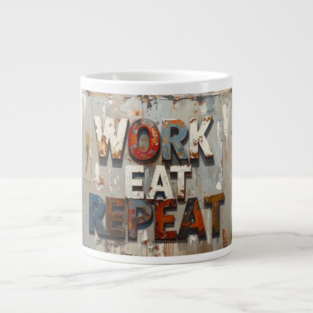 Work eat repeat giant coffee mug (Front)