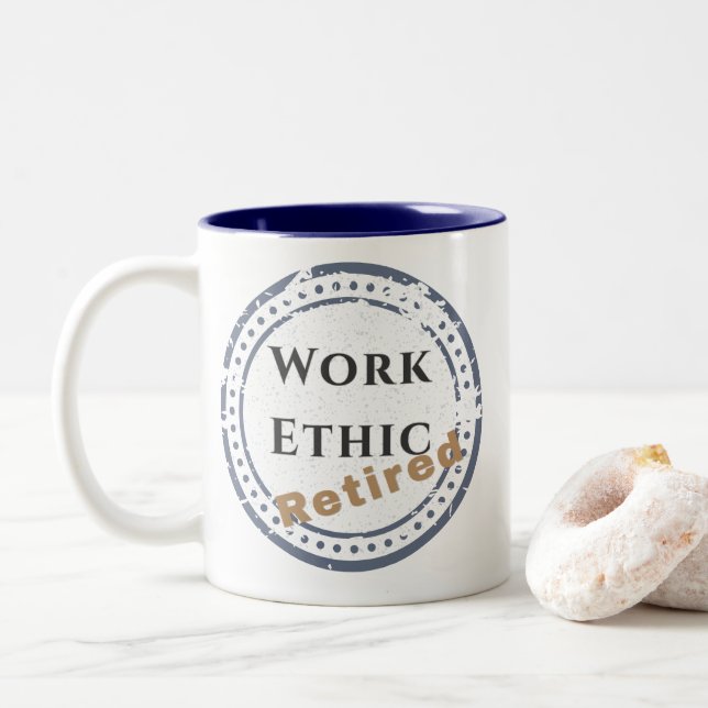 Work Ethic: Retired Two-Tone Coffee Mug (With Donut)