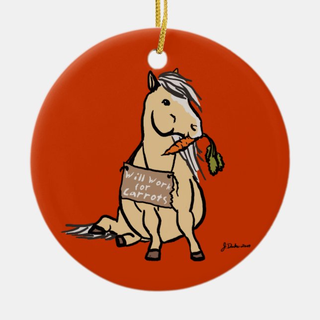 Work For Carrots Ceramic Ornament (Front)