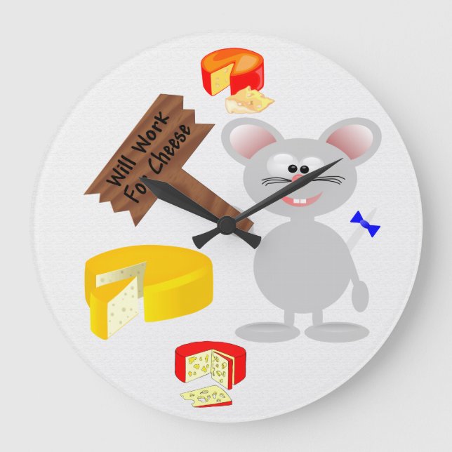 Work For Cheese Large Clock (Front)