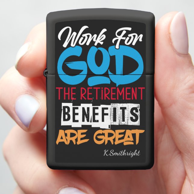 Work For God White Text  Zippo Lighter (In Hand)
