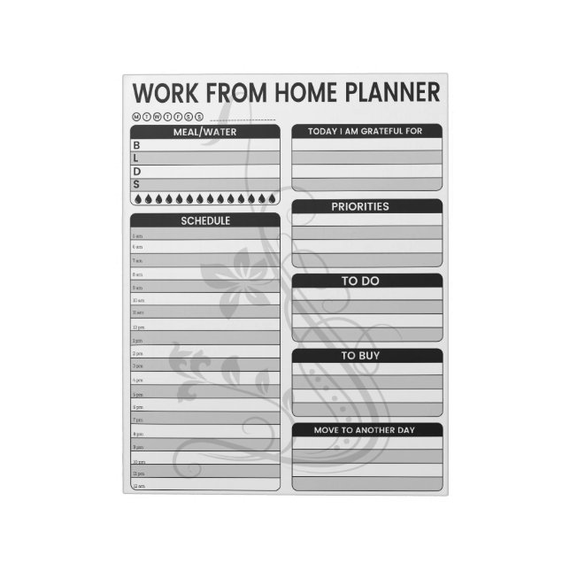 Work From Home Planner, Business Planner Notepad (Rotated)