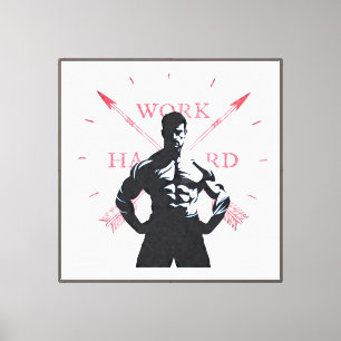 Work Hard Fitness Motivation Gym Graphic Canvas Print