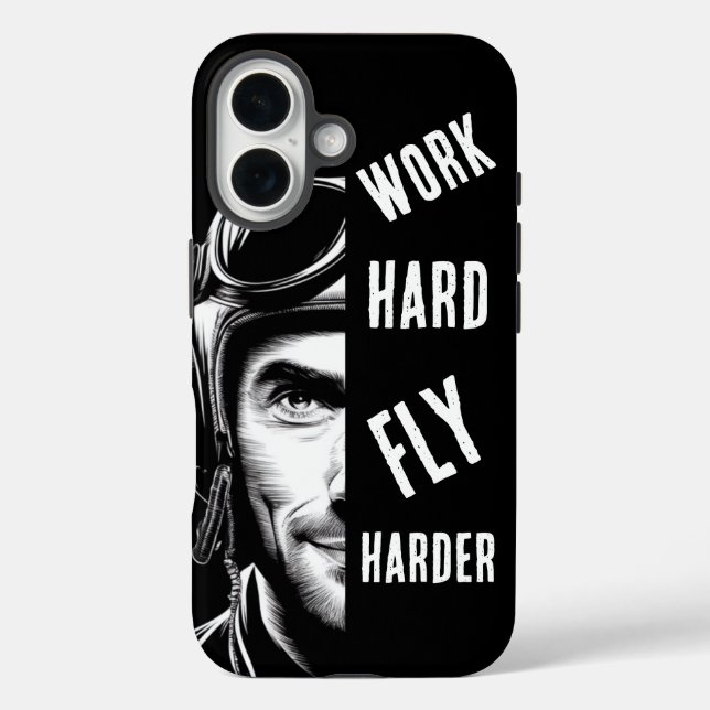 WORK hard, Fly Harder, Pilot,Comic Case-Mate iPhone Case (Back)