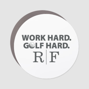 Work Hard Golf Hard Monogram Initial Retro Style Car Magnet