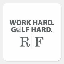 Work Hard Golf Hard Monogram Initial Retro Style