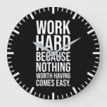 Work Hard - Gym, Hustle, Success, Motivational Large Clock at Zazzle