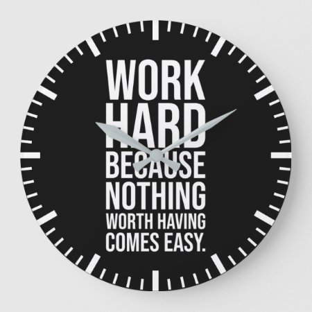 Work Hard - Gym, Hustle, Success, Motivational Large Clock