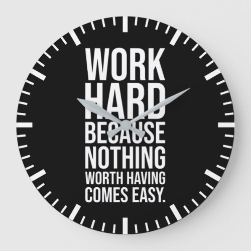Work Hard _ Gym Hustle Success Motivational Large Clock