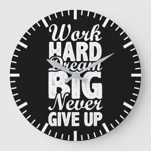 Work Hard Never Give Up _ Gym Hustle Success Large Clock