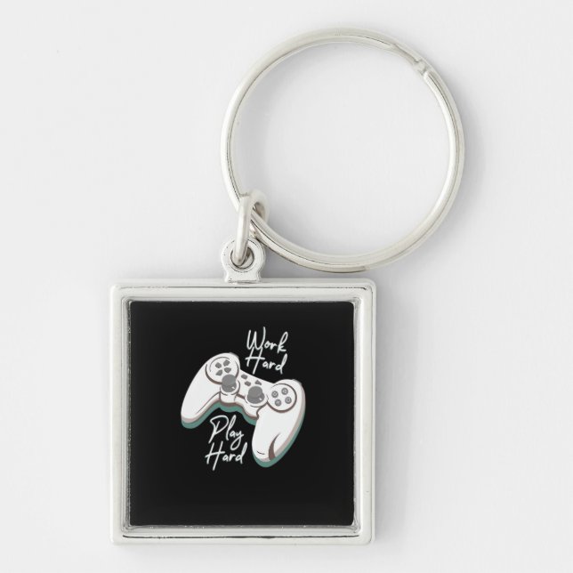 Work Hard Play Hard Essential Funny Keychain (Front)