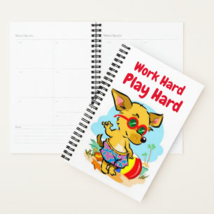 "Work Hard Play Hard" Funny Beach Dog Journal Planner