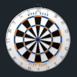 "WORK HARD PLAY HARD" Game Room Black/Blue/Orange  Dart Board<br><div class="desc">Need help customizing this with different colors? Email me at customize@customandcrafted.com Do you work hard and want to play hard? Playing a game of darts is a fun breaktime activity when you need to get up and move a little. This is also great for large office buildings for corporate offices...</div>