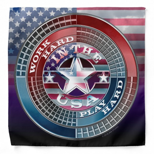 Work Hard Play Hard In The USA Bandana (Front)