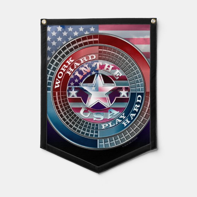 Work Hard Play Hard In The USA Pennant (Front)